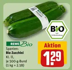 REWE DE Bio Zucchini, EUR 1.29 tilbud