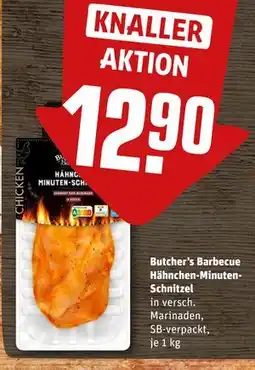 REWE DE Butcher's Barbecue Hähnchen-Minuten-Schnitzel, EUR 12.9 tilbud