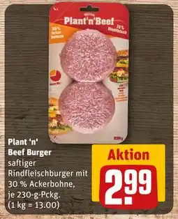 REWE DE Plant 'n' Beef Burger, EUR 2.99 tilbud