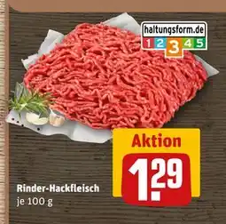 REWE DE Rinder-Hackfleisch, EUR 1.29 tilbud