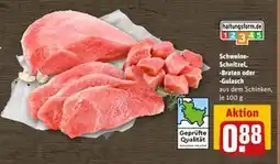 REWE DE Schweine-Schnitzel, -Braten oder -Gulasch, EUR 0.88 tilbud