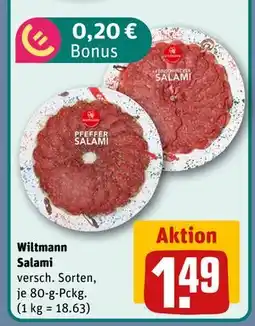 REWE DE Wiltmann Salami, EUR 1.49 tilbud