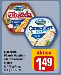 REWE DE Alpenhain Obazda klassisch oder Camembert Creme, EUR 1.49 tilbud