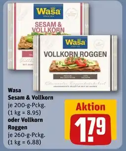 REWE DE Wasa Sesam & Vollkorn oder Vollkorn Roggen, EUR 1.79 tilbud