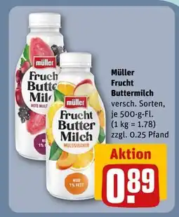 REWE DE Müller Frucht Buttermilch, EUR 0.89 tilbud