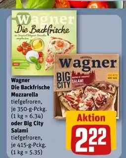 REWE DE Wagner Die Backfrische Mozzarella or Big City Salami tiefgefroren, EUR 2.22 tilbud