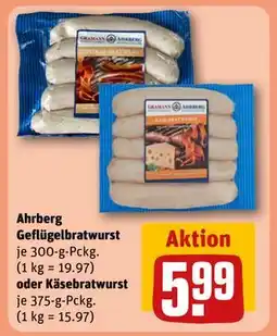 REWE DE Ahrberg Geflügelbratwurst oder Käsebratwurst, EUR 5.99 tilbud