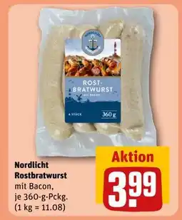 REWE DE Nordlicht Rostbratwurst mit Bacon, EUR 3.99 tilbud
