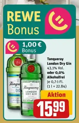 REWE DE Tanqueray London Dry Gin oder 0,0% Alkoholfrei, EUR 15.99 tilbud