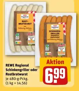 REWE DE REWE Regional Schinkengriller oder Rostbratwurst, EUR 6.99 tilbud
