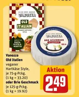 REWE DE Vanozza Old Italien veganer Hartkäse Style oder Brie Geschmack, EUR 2.49 tilbud