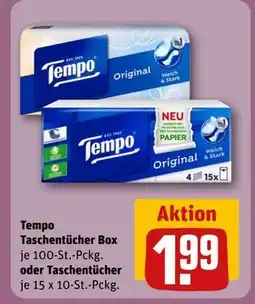 REWE DE Tempo Taschentücher Box oder Taschentücher, EUR 1.99 tilbud