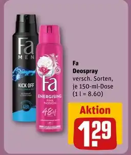 REWE DE Fa Deospray, EUR 1.29 tilbud