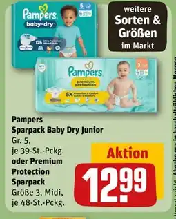 REWE DE Pampers Sparpack Baby Dry Junior oder Premium Protection Sparpack, EUR 12.99 tilbud