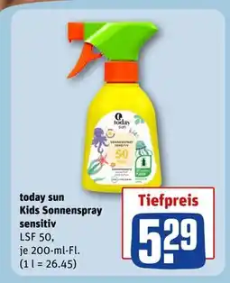 REWE DE today sun Kids Sonnenspray sensitiv, EUR 5.29 tilbud