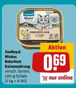 REWE DE ZooRoyal Minkas Naturkost Katzennahrung, EUR 0.69 tilbud