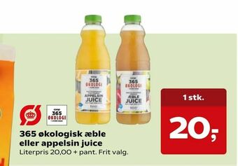 Kvickly 365 økologisk æble eller appelsin juice tilbud