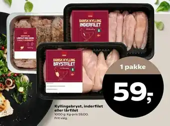 SuperBrugsen Kyllingebryst, inderfilet eller lårfilet tilbud
