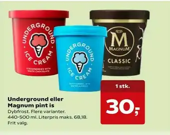 SuperBrugsen Underground eller Magnum pint is tilbud