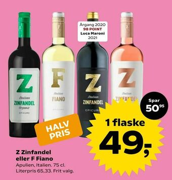 SuperBrugsen Z Zinfandel eller F Fiano tilbud