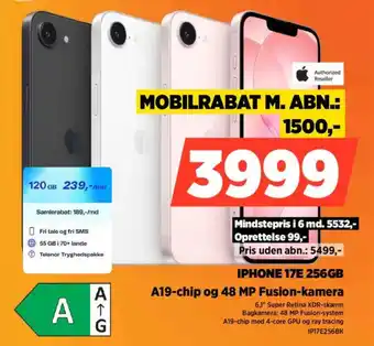 IPHONE 17E 256GB A19-chip og 48 MP Fusion-kamera