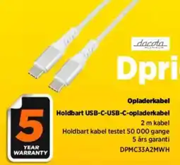 Power Opladerkabel Holdbart USB-C-USB-C-opladerkabel tilbud