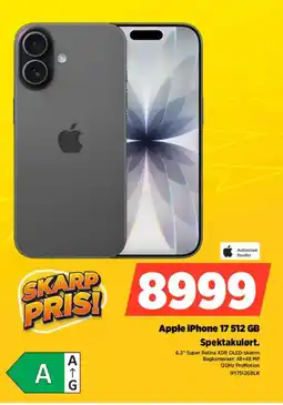 Power Apple iPhone 17 512 GB Spektakulørt. tilbud