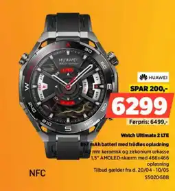 Power Watch ultimate 2 lte 867 mah batteri med trådløs opladning tilbud