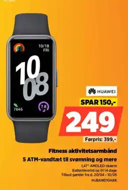 Power HUAWEI Fitness aktivitetsarmbånd 5 ATM-vandtæt til svømning og mere tilbud