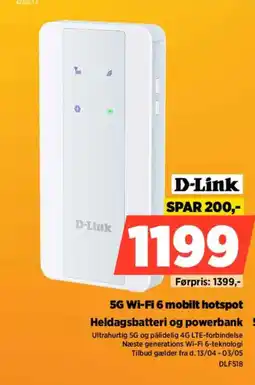 Power D-Link 5G Wi-Fi 6 mobilt hotspot Heldagsbatteri og powerbank 5G tilbud