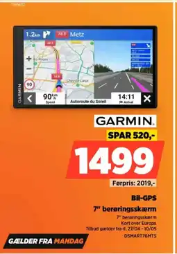 Power Garmin bil-gps 7" berøringsskærm tilbud