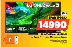 Power LG 100" 4K Smart Mini-LED TV Al Sound Pro: virtuel 9.1.2 surround sound tilbud