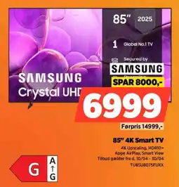 Power Samsung 85" 4k smart tv tilbud