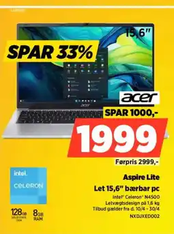 Power Aspire Lite Let 15,6" bærbar pc tilbud