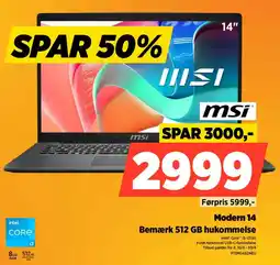 Power Msi modern 14 bemærk 512 gb hukommelse tilbud