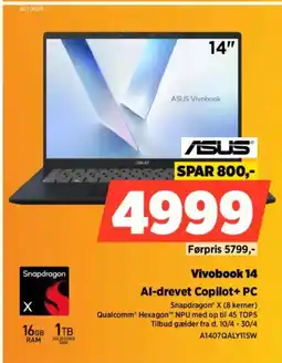 Power Asus vivobook 14 al-drevet copilot+ pc tilbud