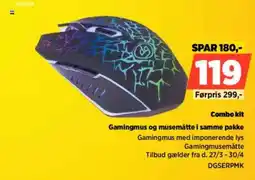Power Combo kit Gamingmus og musemåtte i samme pakke tilbud