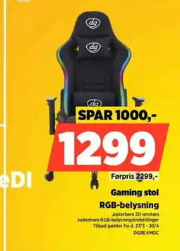 Power Gaming stol RGB-belysning tilbud