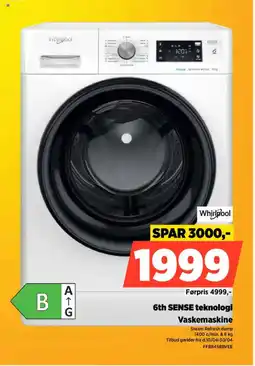 Power Whirlpool 6th SENSE teknologi Vaskemaskine tilbud