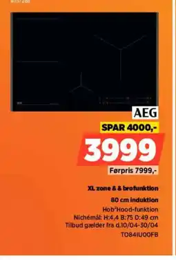 Power AEG XL zone && brofunktion 80 cm induktion tilbud