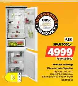 Power AEG TwinTech'-teknologi int. køle-/fryseskab tilbud