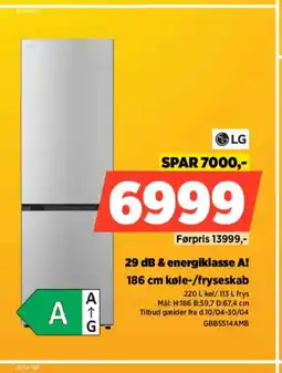 Power LG 29 dB & energiklasse A! køle-/fryseskab tilbud