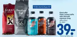 REMA 1000 Karat / Peter Larsen kaffe eller Nescafé espresso sirup tilbud