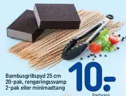 REMA 1000 Bambusgrillspyd / rengøringssvamp / minimadtang tilbud