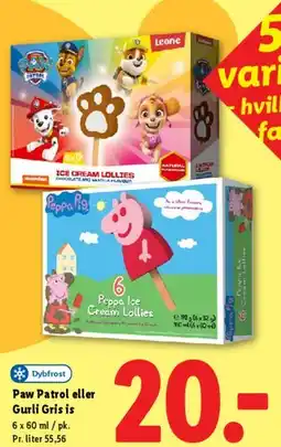 Lidl Paw Patrol eller Gurli Gris is (ice cream lollies) tilbud
