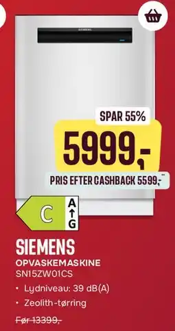 Skousen SIEMENS opvaskemaskine (model, zeolith-tørring) tilbud