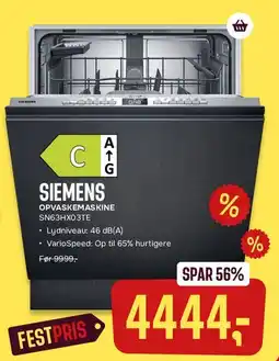 Skousen SIEMENS opvaskemaskine SN63Hx (festpris) tilbud