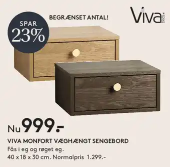 SENG VIVA MONFORT væghængt sengebord tilbud