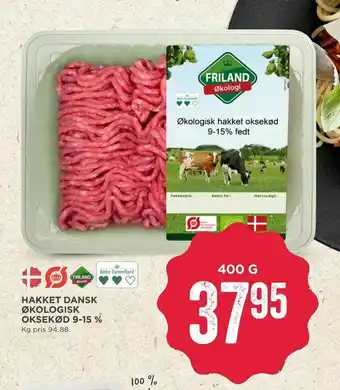 MENY Hakket dansk økologisk oksekød 9-15 % tilbud