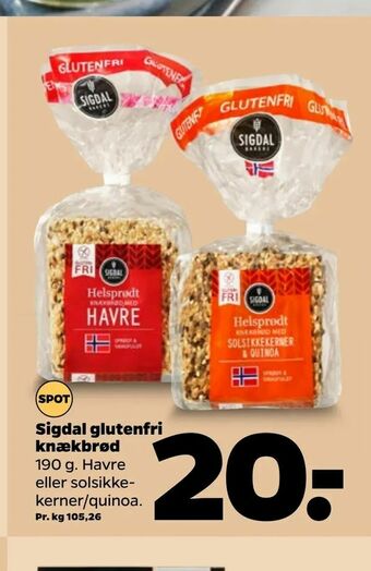 Netto Sigdal glutenfri knækbrød tilbud
